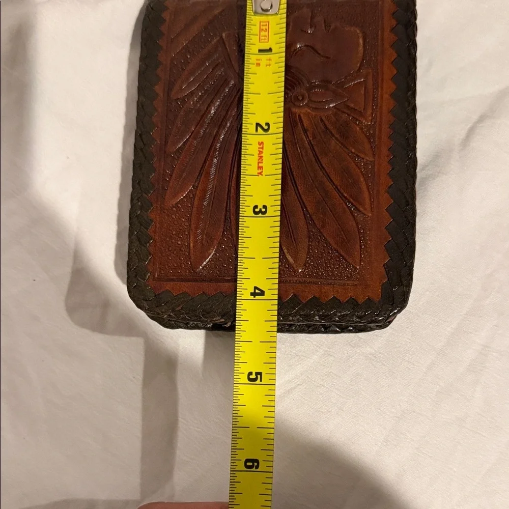 Brown Leather Wallet with Embossed Design